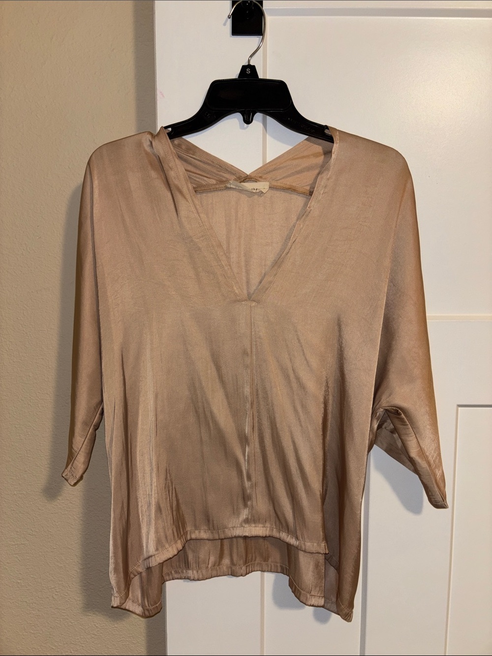 Together Taupe Satin V-Neck Tunic